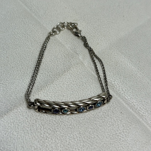 Brighton Halo Rhythm Bracelet Blue Purple Tanzanite Crystals Silver Plated 8" - Picture 3 of 7